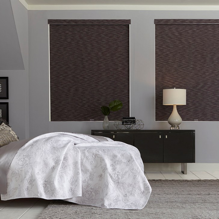 Blackout roller shades are ideal for media rooms, nurseries, and day sleepers. Shade Color: Cascade Blackout Graphite 36005