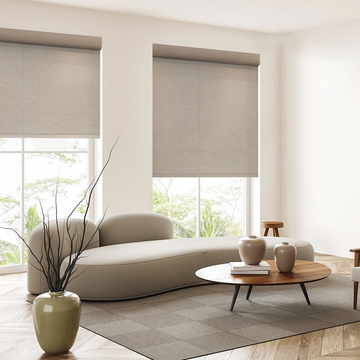 Color: Linen Flax; Lift: Motorized