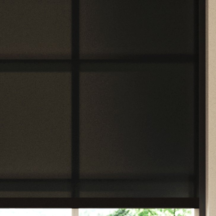 Color: Privacy Interlude Black; Headrail: Black Fascia; Bottom Rail: Black Square Hem Bar; Privacy: Light Blockers