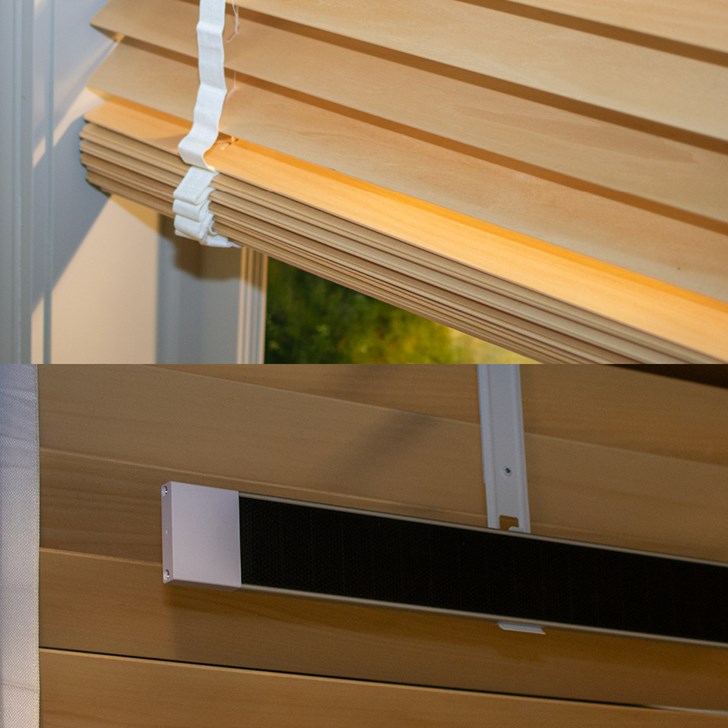 Color: Natural 100; Lift: Motorized Lift and Tilt; Power: Solar Panel; Corners: Rounded; Cloth Tape: Pearl; Valance: 4 In Cord